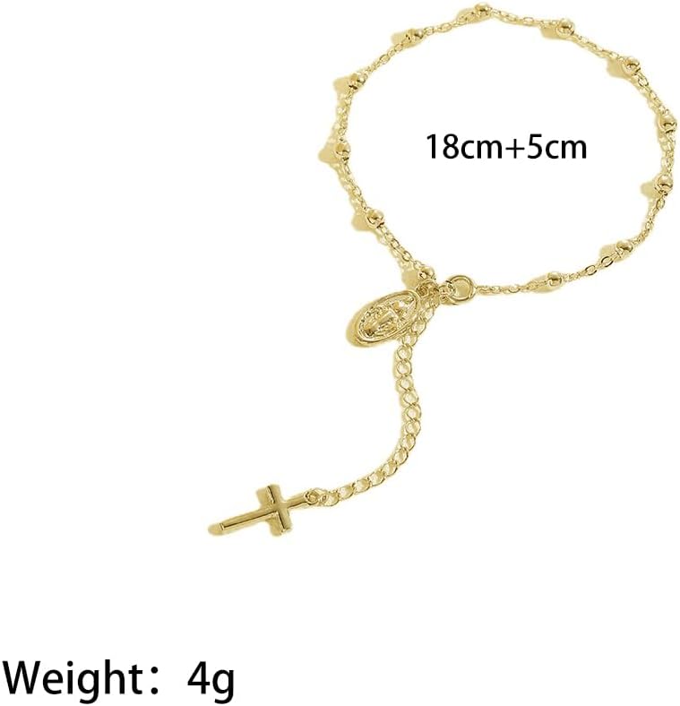 GIGB PBDK Virgin Mary Catholic Rosary Bracelet for Women Trendy Vintage Beads Cross Religious Wrist Bangle Minimalist Crucifix Jesus Bracelet Christmas Gift - Image 2