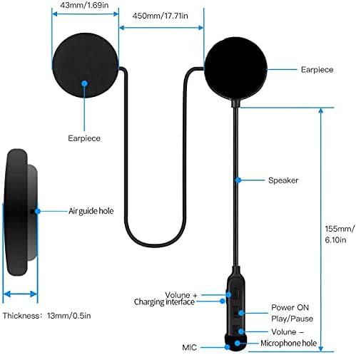 Motorcycle Helmet Bluetooth Headset, Motorbike Headset Bluetooth 5.0 Headphones with Stereo Sound Quality Waterproof Motorcycle Helmet Speaker for Riding/Skiing(Handsfree/Auto Answer/GPS/60H Playtime)