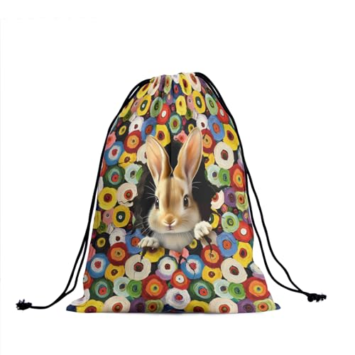 Image of Nerxy Easter Grip Bag - Bunny Gymnastics Grip Bag Spring Gymnasts Gym Bag Colorful Drawstring Gift Bag Gym Storage Pouch for Sports Party Favors