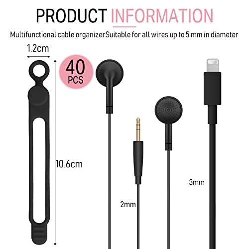 Bridas de silicona Nuanchu de 4.17 pulgadas con correas ajustables para cables (40 unidades) 5