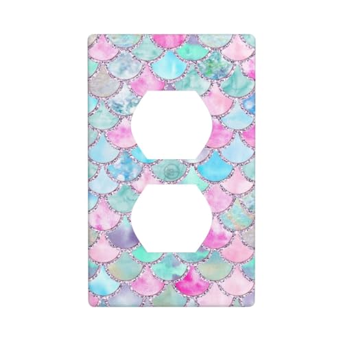 Image of Mermaid Scale Wall Plates Duplex Electrical Outlet Light Switch Cover Decorative Switch Plates And Outlet Covers Kitchen Living Room Accessories Decor