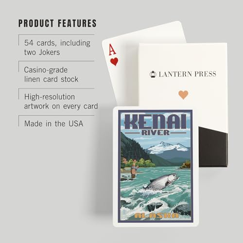 Lantern Press Kenai River Alaska cartas póker 52 pzas miniatura 3