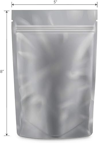 Miniatura 2 de Bolsas Mylar a prueba de olores, 12 onza, color blancotransparente, 100 unidades de 8 x 5 pulgadas de grosor de 0.236 in, bolsas de embalaje -