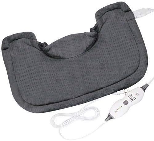 Tech Love Electric Heating Pad for Neck Shoulder and Upper Back Pain Relief Moist/Dry Heated Pad with Auto Shut Off 14” x 22” - Charcoal Gray