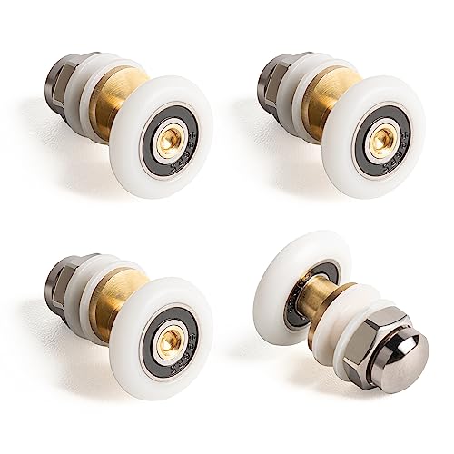 SPDYCESS Ruedas Excéntricas para Puerta de Ducha 4 Pcs, 20mm Rodamientos Mampara Ducha Recambio, para Puerta Corredera de Cristal Baño