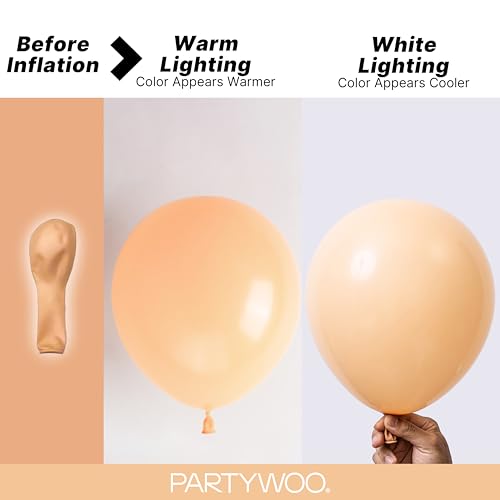 Image of PartyWoo Nude Balloons 100 pcs Different Sizes Pack of 18 12 10 5 Inch Matte Latex Balloon Arch Kit Garland Beige Boho Apricot Balloons for Wedding Baby Shower Graduation Birthday Party Decorations