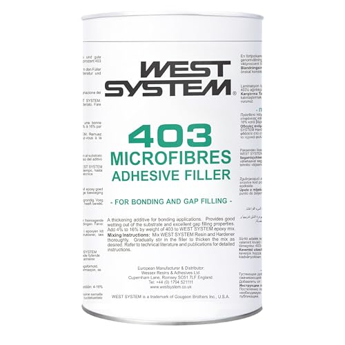WEST SYSTEM 403 Microfibres Filler 160g - Thickens Epoxy for Wood, Marine & Fibreglass Repair - Waterproof, Multi Purpose Adhesive Powder for 2 Part Epoxy - for Interior & Exterior Use
