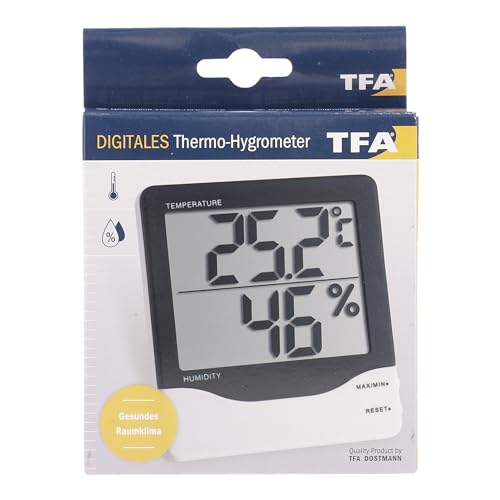 TFA Dostmann digitale thermo-hygrometer, 30.5005.02, voor controle van de temperatuur en luchtvochtigheid, weergave van de hoogste en laagste waarden, kunststof, wit, (L) 54 x (B) 16 (30) x (H) 39 mm - Afbeelding 6