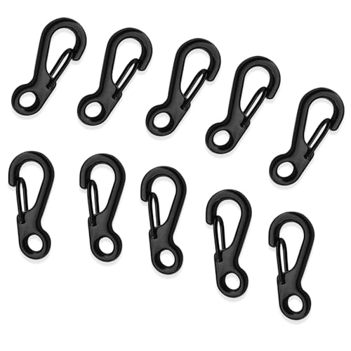 Mirhua 登山 小 ミニ型 10個セット 鍵 つける先 カラビナフック 耐久性 小型カラビナ ハイキング キーホルダー(ブラック)