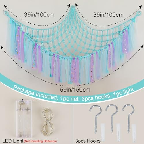 Image of FIOBEE Stuffed Animals Net LED Light Toy Hammock for Kids Bedroom Storage