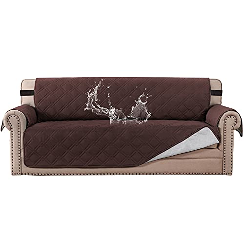 Black Friday - 80% OFF H.VERSAILTEX 100% Waterproof Sofa Cover Protector Couch Covers for Dogs/Pets  Sofa Slipcover for 3 Cushion Couch with Non Slip Backing and Adjustable Strap (XL Sofa, Chocolate)