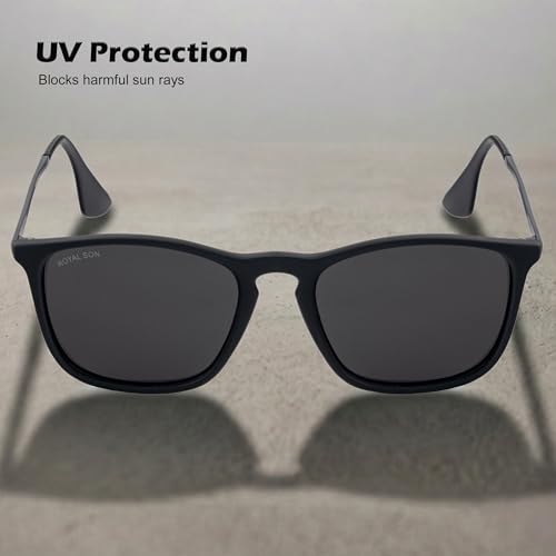 Image of ROYAL SON Polarized Stylish Sunglasses | UV Protection | Branded Retro Square | Classic | Men & Women | Medium | SG-RS8080