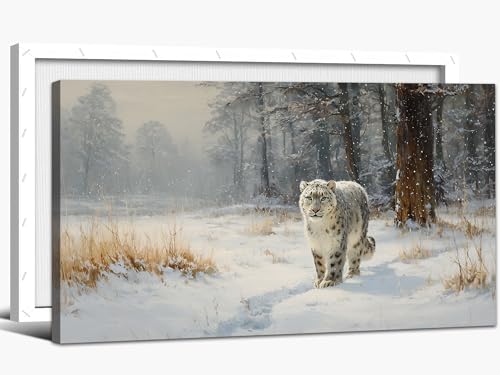 KVTM Winter Wall Art Rustic Animal Canvas Prints, Serene Snow