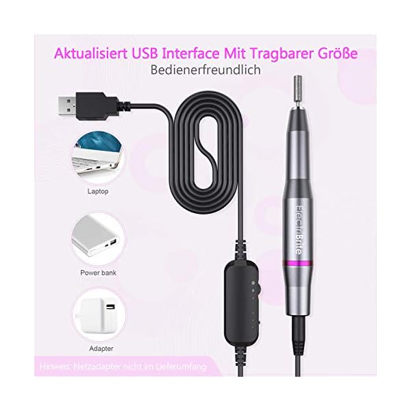 Nagelfräser, ElectriBrite Nagelfeile für Acryl-, Gel- und Naturnägel 20000u/Min einstellbarer Geschwindigkeit, Gelnägel… – Bild 6