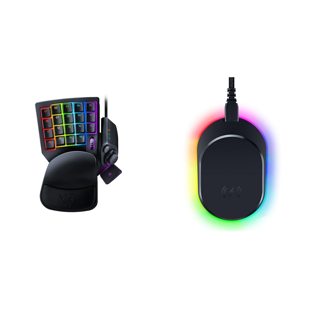 Razer Tartarus Pro - Gaming Keypad & Mouse Dock Pro & Charging Puck (Magnetische drahtlose Ladestation, Hyperspeed 8K Hz, 8 RGB Chroma Beleuchtung & Modul für kompatible Mäuse) Schwarz