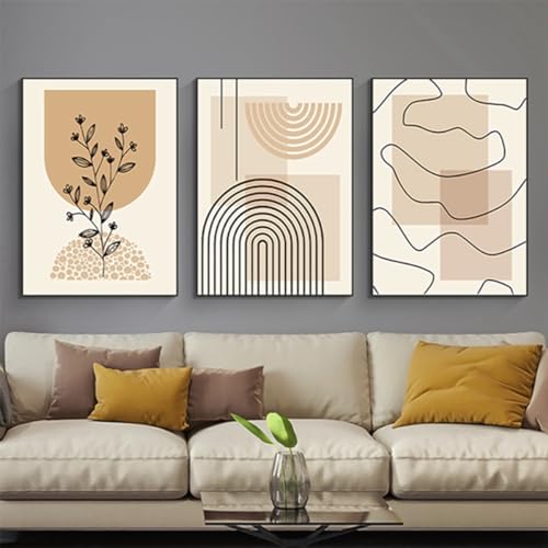 HMDKHI Cuadro Geométrico Moderno, Conjunto de Imágenes Abstractas para Salón o Dormitorio, Póster, Papel Pintado, Decoración de Arte, Sin Marco (Mural-7,60x90cm*3)