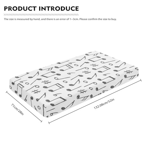 Image of Music Notes Fitted Crib Sheet Music Notes Print Baby Crib Sheet Fit Standard Crib and Toddler Mattress,Crib Mattress Sheets for Boys Girls 28 inchx52 inch