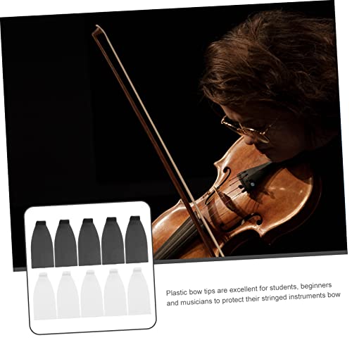 HANABASS 10pcs Violin Cello Bow Tips Accessories Black and White Replacement Fittings for String Instruments Sturdy Horsetail Protectors