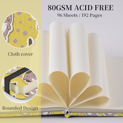 Image of 4.8 inch Pocket Sketch Book,80gsm Hardcover Art Sketchbook for Drawing Journal | Cloth Cover,80gsm Blank Paper,96Sheets,Lay-Flat,Portable Travel Creation Paint Diary Memo Planner,Dry MediaYellow Cat