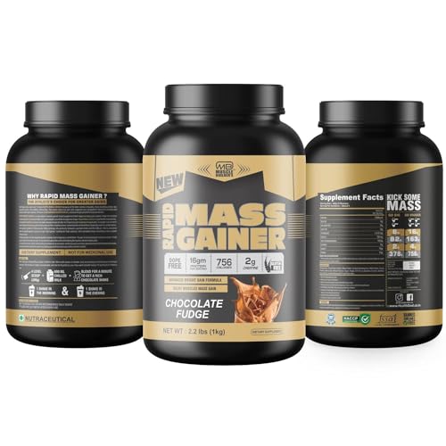 Image of M B Muscle Builder's Rapid Mass Gainer & Weight Gainer, High Calorie Weight Gainer Protein Powder with Creatine Monohydrate | Optimum Lean Muscle Growth [1 Kg / 2.2 lb, Chocolate Fudge]