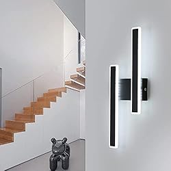 Lamparas De Pared Negras Aplique Pared Interior LED, 32W Regulable 3 Temperatura de Color Lámpara de Pared Moderna, Negro Iluminación Luz pared LED para Dormitorio Comedor Pasillo Escalera, 3000K/4500K/6000K