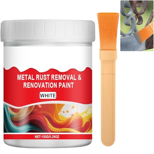 Peinture antirouille résistante aux intempéries pour métal, revêtement antirouille 4 en 1 à base d'eau, protection longue durée, peinture d'apprêt pour automobiles, portails et clôtures. (Blanc)