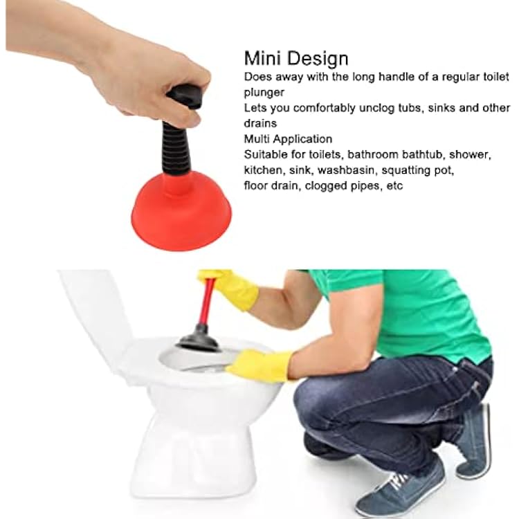 Mini Plunger Powerful Drain Plunger Slip Proof Handle Efficient Toilet Bathtub Sink Plunger Silicone Material Small Toilet Plunger Gross Weight 92g 3.2oz
