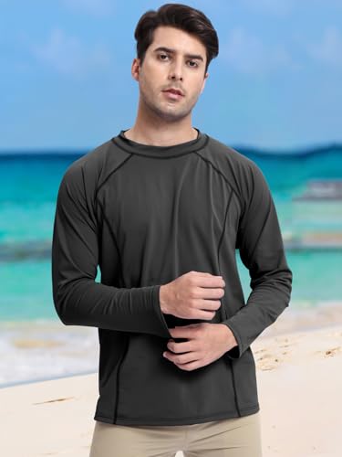 UPF 50+ Men's Rash Guard Swim Shirt Long Sleeve - Lightweight UV Protection Shirt for Swimming, Running, Fishing