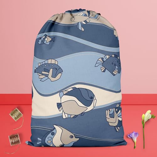 Image of ArtzFolio Fish Aquarium | Reusable Sack Bag | Bag for Gym, Storage, Vegetable & Travel