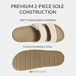 BODY GLOVE Women’s Double Strap Comfort Slides – Adjustable Cushion Sandals for Indoor Outdoor Use, Arch Support, Anti-Slip Cloud Sole