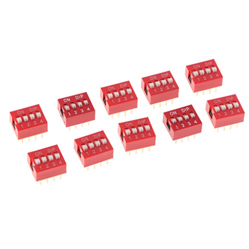 Preisvergleich Produktbild Gazechimp 10 Stü Roter 2.54mm Pitch Schiebeschalter - 4 Position