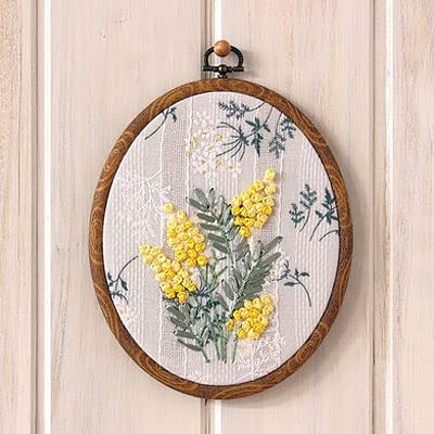Amazon.co.jp: リボン ミモザの花 壁飾り 壁掛け 額絵 ウォールデコ 