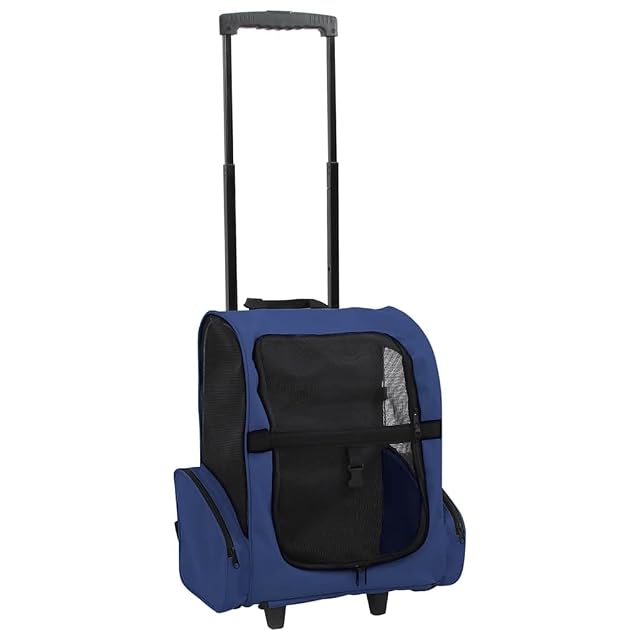 vidaXL Carro Plegable para Mascotas Multiusos Azul