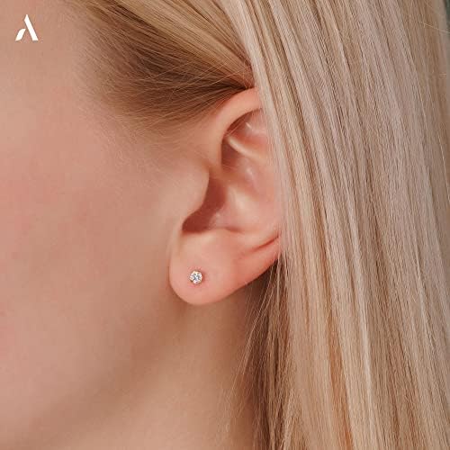 Amberta Allure Women 9 Ct Yellow Gold Cubic Zirconia Stud Earrings
