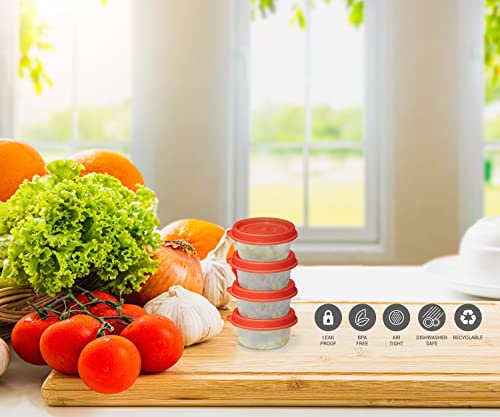 Condiment Cups Container With Lids- 8 Pk. 1 Oz.salad Dressing Container To Go Small Food Storage Containers With Lids- Sauce Cups Leak Proof Reusable Plastic Bpa Free For Lunch Box Picnic Travel (Red) #TOP1