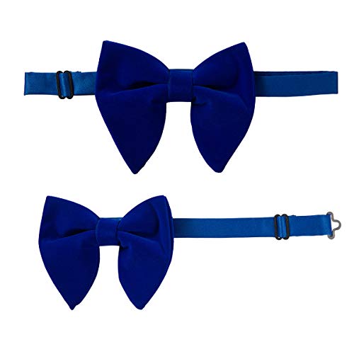 Image of GUSLESON Mens Solid Plaid Velvet Pre-tied Adjustable Bow Tie and Pocket Square Cufflink Set with Gift Box