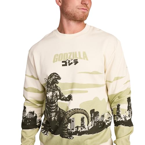 Bioworld Godzilla Cityscape Men's White Crew Neck...