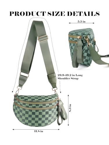 Image of Black and White Checkered Crossbody Bag Bum Bag for Women,Spacious Checkered Purse Fanny Packs Belt Bag