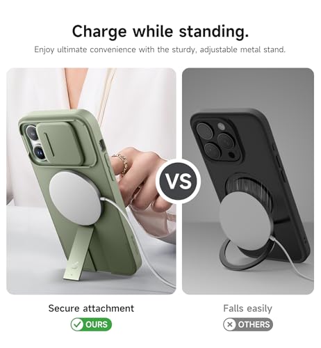 Coque Magnétique iPhone 14 Pro Max avec Cache Caméra et Support - Vert
