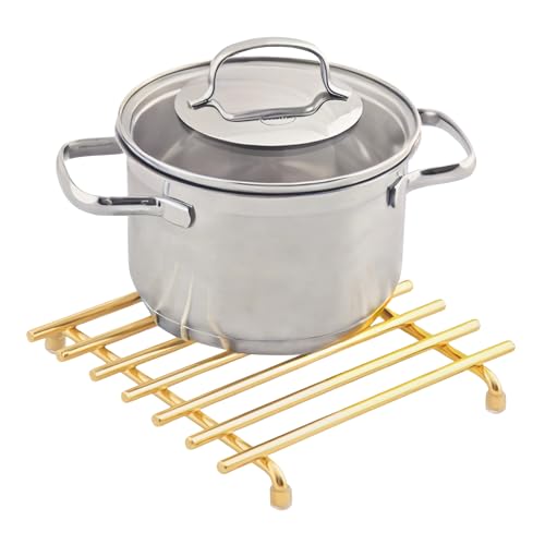 simplywire – Soporte de Rejilla metálica – Resistente al Calor – Protector de encimera de Cocina – Cuadrado - Dorado Claro