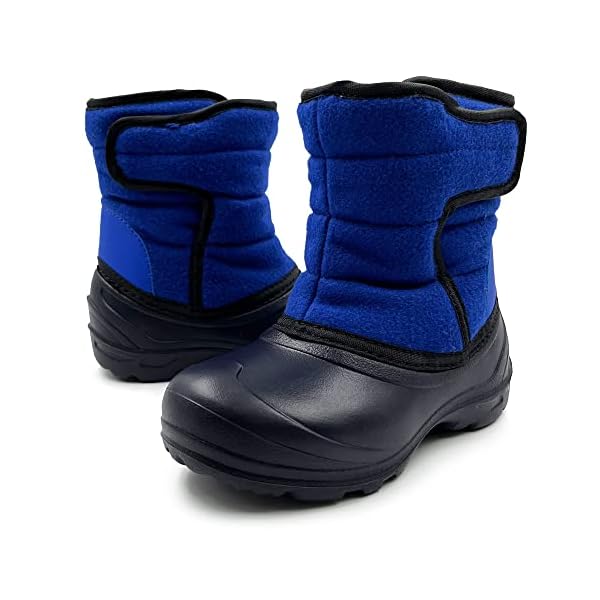 Amoji Kid Winter Snow Boots Boy Warm Fur Lined Boot Girl Lining Fleece Ferry Fuzzy Liner Furry Mud Boots Child Outdoor Shoes NavyBlue Size 11.5-12 Little Kid - Image 3