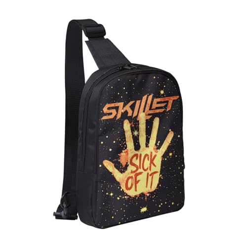 Skillets Crossbody Bags for Women Men, Travel Hiking Sling Bag, Lightweight Handbag, Chest Purse Backpack