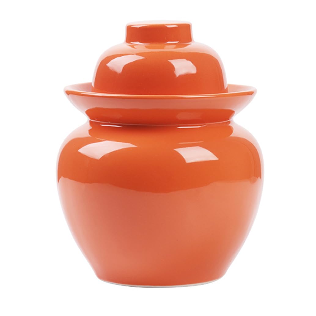 Gärtopf, traditioneller Porzellan-Porzellan-Einlegtopf mit Wasserdichtungsdeckel, Steingut-Fermenter für Kimchi, 3,5 kg Kapazität