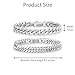 XIANNVXI Silver Stainless Steel Bracelets for Men 2PCS Cuban Link Bracelet Stainless Steel Mens Silver Bracelet Set 8.3 Inches Gifts for Mens Metal Bracelets
