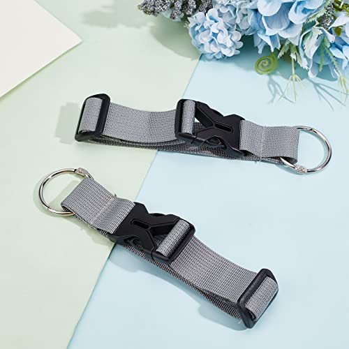 Image of GORGECRAFT 2Pcs Luggage Straps Coat Jacket Gripper Holder Suitcase Belt Clip Ring Hook White Adjustable Belt Straps with Iron Hinged Rings and Plastic Release Buckle Polyester Travel Accessories