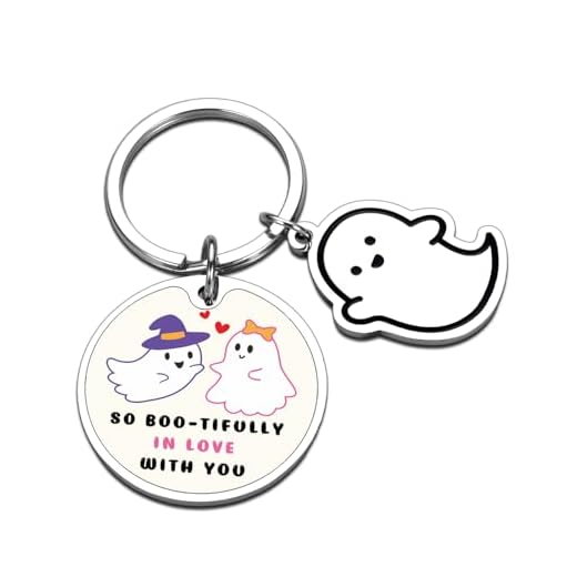 Chaveiro Halloween Boo Cesta de Halloween Boo Cesta de coisas para ele presentes de casal, presentes assustadores para mulheres, homens, fantasma, chaveiro engraçado aniversário para namorado