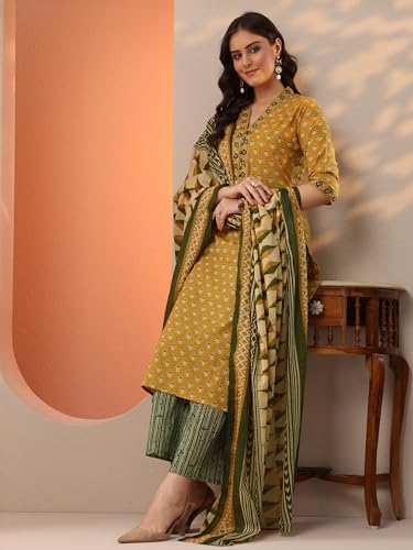 Image of Libas Printed Libas Cotton Straight fit Kurta set for Women | daily wear suit