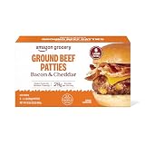 Amazon Grocery, Bacon & Cheddar Ground Beef Patties, 32 Oz, 6 Ct, Frozen