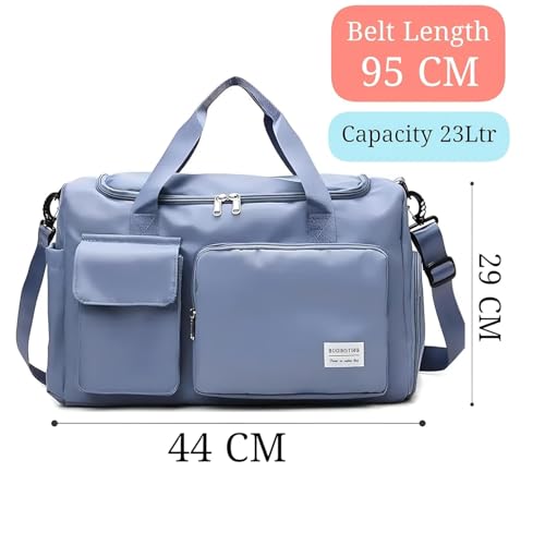 Image of CLAPONE 44 cms Gym Bag for Women Nylon Travel Bags for Women /Duffle Bags /Foldable, with Shoe CompartmentLuggage /Foldable Vanity Travelling Handbags /Gym Shoulder Bag /Duffle Bag(Blue-Gym Bag)