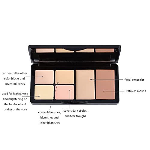 Concealer Contour Palette, 6 In 1 Color Correcting Concealer Contour Makeup Palette, Contouring Foundation Highlighting Makeup Kit For Dark Circles, Blemish With 2 Packs Brush (2#) #TOP3